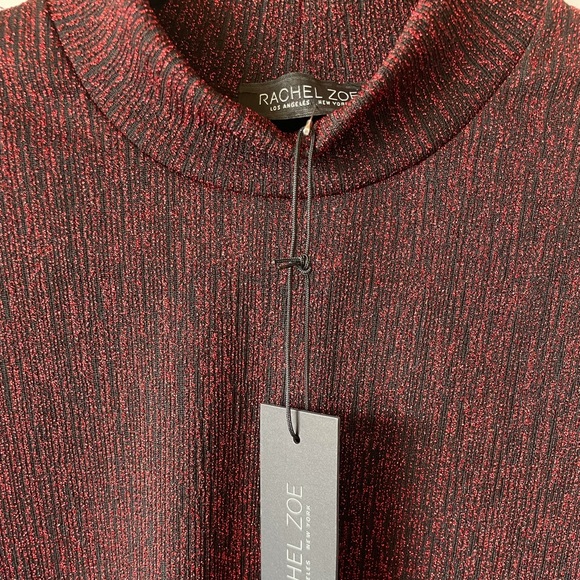 NWT RACHEL ZOE / METALLIC SHORT SLEEVE DRESS RED - Picture 3 of 6